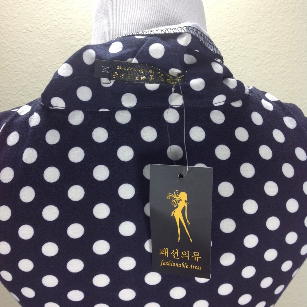 NWT Blue & White Polka Dot Sleeveless Bodcon Dress - Picture 5 of 5